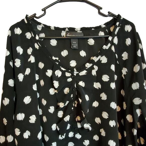 Lane Bryant 3/4 Sleeve Top, Black/white polka dot, 22/24 - Picture 2 of 8
